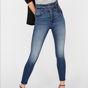Express Super High Waist Belted Ankle Jeggings